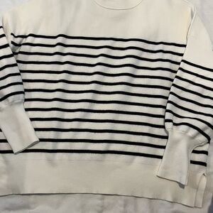 LILLUSORY Women’s Classic Striped Black and White Sweater Size L